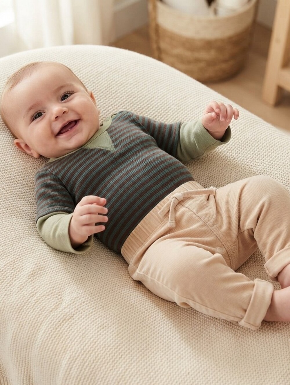 Striped Baby Onesie and Pants Set 0-3M